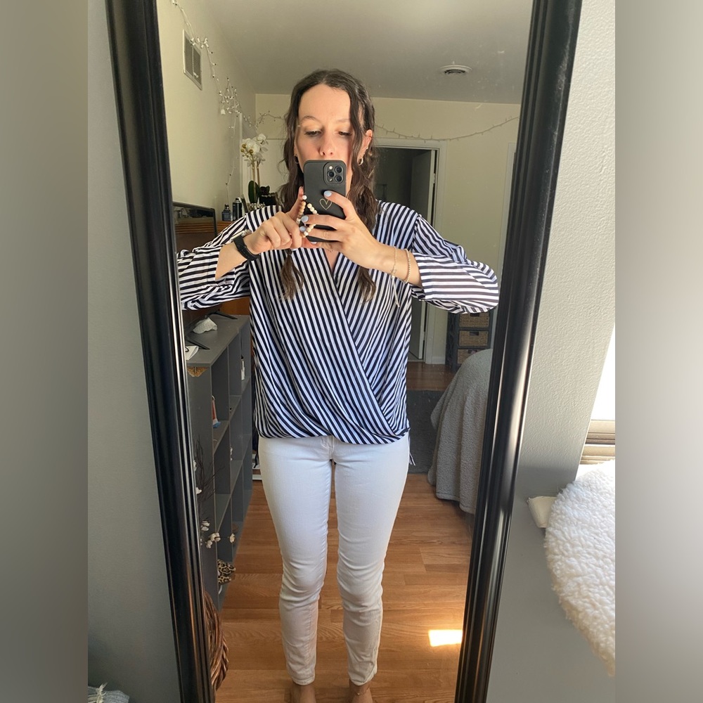 Michael Kors Striped Woven Open Front Blouse ✨